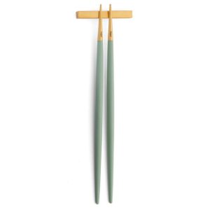 Baguettes Goa Cutipol vert céladon et doré 22 cm