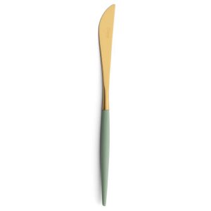 Couteau de table Goa Cutipol vert céladon et doré 23 cm