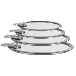 Set de 4 couvercles plats en verre Strate Cristel amovible