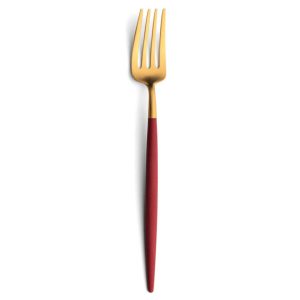 Fourchette de table Goa Cutipol rouge et doré 22 cm