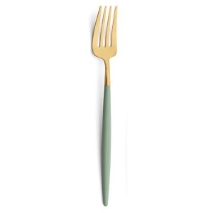 Fourchette de table Goa Cutipol vert céladon et doré 22 cm