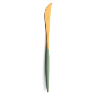 Couteau à fromage Goa Cutipol vert céladon et doré 22 cm