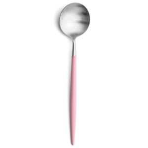 Grande cuillère à dessert Goa Cutipol rose et inox 18 cm