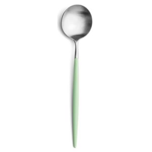 Grande cuillère à dessert Goa Cutipol vert céladon et inox 18 cm