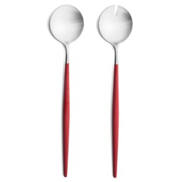 Couverts à salade Goa Cutipol rouge et inox 29 cm