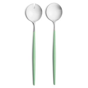 Couverts à salade Goa Cutipol vert céladon et inox 29 cm