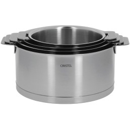 Set de 4 casseroles en inox Strate Cristel amovible