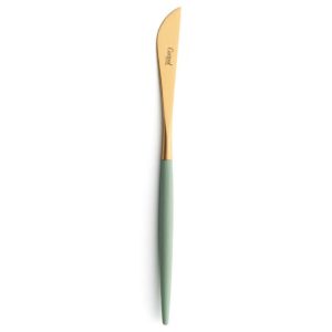 Couteau à steak Goa Cutipol vert céladon et doré 22 cm