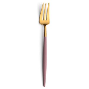 Fourchette à tarte Goa Cutipol rose et doré 17 cm