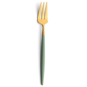 Fourchette à tarte Goa Cutipol vert céladon et doré 17 cm