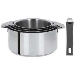 Série de 4 casseroles et de 2 poignées amovibles Mutine Cristel gris