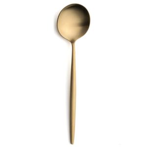 Lot de 6 grandes cuillères à dessert Moon Cutipol couleur Champagne Mat 17 cm