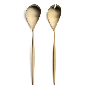 Couverts à salade Moon Cutipol couleur Champagne Mat 28 cm