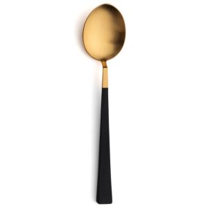 Lot de 6 grandes cuillères à dessert Kube Cutipol doré mat 19 cm