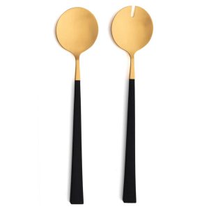 Couverts à salade Kube Cutipol doré mat 28 cm