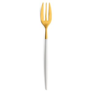 Lot de 6 fourchettes à tarte Mio Cutipol blanc et doré mat 17 cm