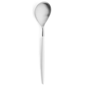 Lot de 6 grandes cuillères à dessert Mio Cutipol blanc et inox brossé 19 cm