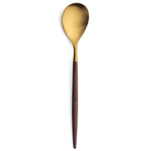 Lot de 6 grandes cuillères à dessert Mio Cutipol marron et doré mat 19 cm