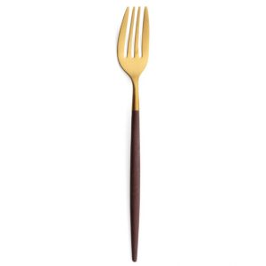 Lot de 6 fourchettes à dessert Mio Cutipol marron et doré mat 19 cm