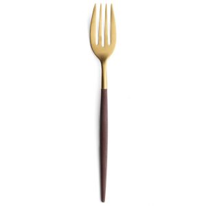 Lot de 6 fourchettes à poisson Mio Cutipol marron et doré mat 20 cm