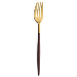 Fourchette de service Mio Cutipol marron et doré mat 27 cm